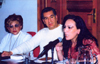 Mar&iacute;a Luisa (La China) Mendoza, Ren&eacute; Avil&eacute;s Fabila y Anabel Ochoa en la presentaci&oacute;n de Todo el amor en el Palacio de Miner&iacute;a, 1996.