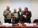 Marco Antonio Campos, Jorge Ruiz Due�as, Ren� y Bernardo Ruiz, durante la presentaci�n del libro Contratas de sangre del segundo. Noviembre 21, 2012.