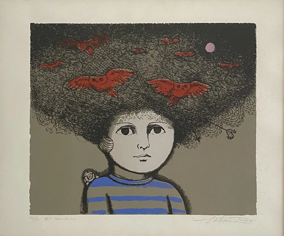 «El sombrero», litografía de Leticia Tarragó — colección ARTERAF