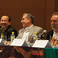 De izquierda a derecha: David Figueroa, Rafael Luviano, René Avilés Fabila, Jorge Meléndez y David Gutierrez