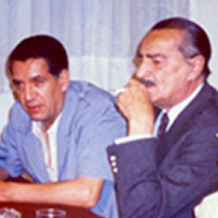 Al centro Elena Garro y José María Fernández Unsaín, presidente de la SOGEM.<br>A los lados, Helena Paz y René Avilés Fabila Guadalajara, 1992